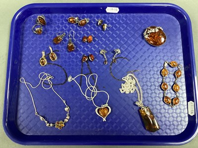Lot 229 - A Collection of Amber Coloured Jewellery,...
