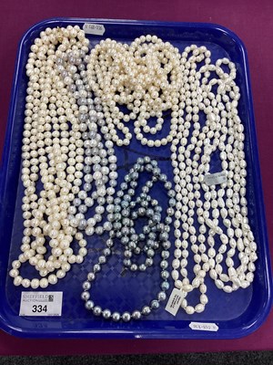 Lot 334 - A Collection of Long Freshwater Pearl Bead...