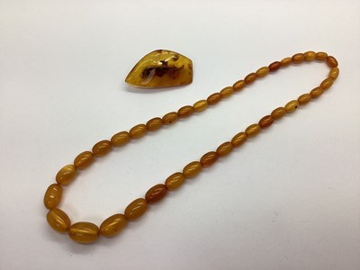 Lot 262 - A Graduated Amber Coloured Bead Necklace,...