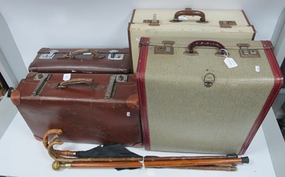 Lot 1129 - Four Vintage Suitcases, together with a gent's...