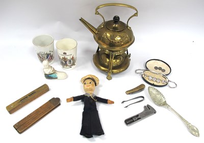 Lot 1469 - Early XX Century Brass Spirit Kettle, Felt...