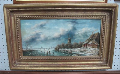 Lot 1565 - Van Der Jong?, Dutch Winter Scene with figures...