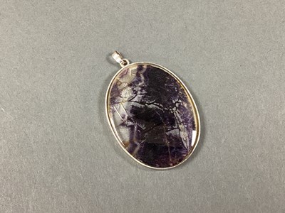 Lot 161 - A Large Oval Blue John Panel Pendant,...