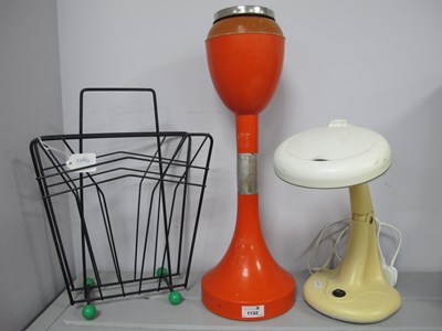 Lot 1132 - 1970s Orange Plastic Floor Standing Ashtray,...