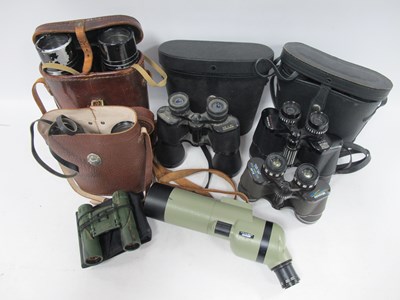 Lot 1150 - Binoculars, leather-cased WWII Bino Prism No.5...