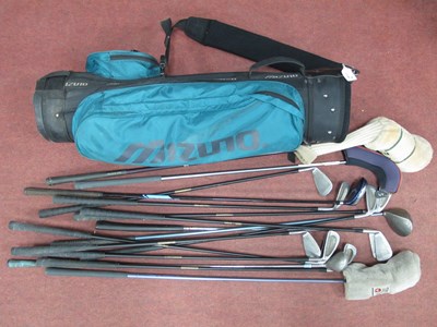 Lot 1128 - Golf Clubs and Balls in a Mizuno Green Carrier...