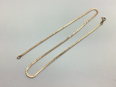 Lot 140 - A Rose Coloured Fancy Flat Link Chain, stamped...