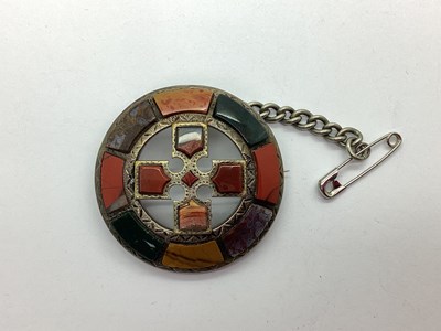 Lot 252 - A Victorian Scottish Hardstone Inset Circular...