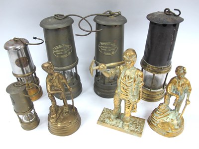 Lot 1495 - Five Miner's Safety Lamps in various sizes,...