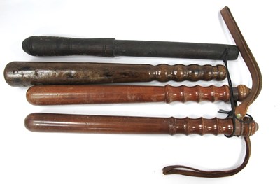Lot 1434 - Truncheons - Three turned hardwood examples, a...