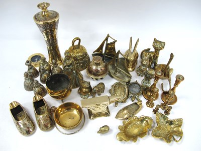 Lot 1500 - Brassware, including figural and other bells,...