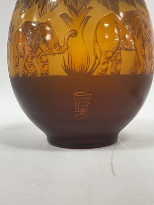 Lot 1014 - An Art Deco Glass Cameo Glass Vase, of ovoid...