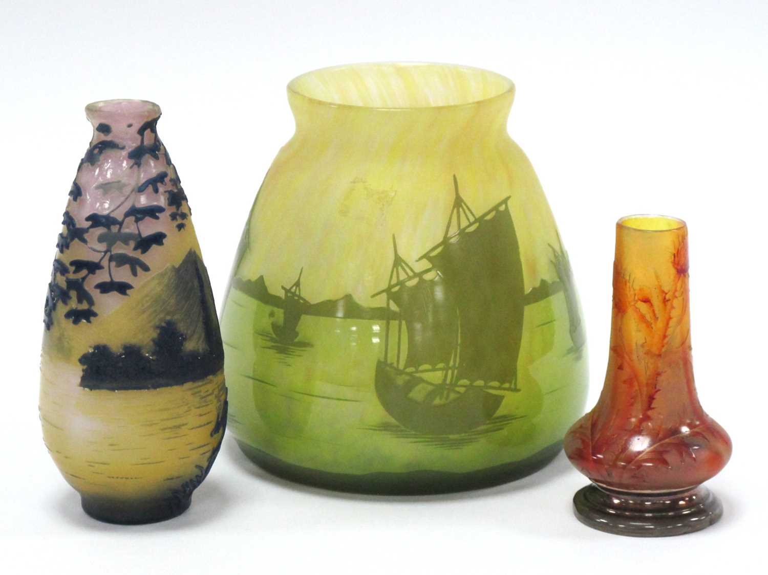 Lot 1017 - A Daum Nancy Glass Cameo Vase, of tapered form...