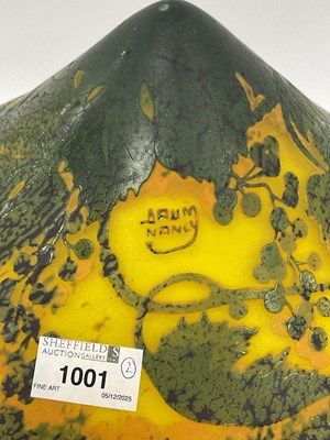Lot 1001 - A Cameo Glass Lamp and Shade, decorated with...