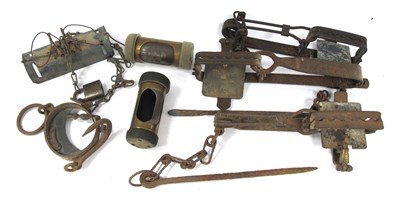 Lot 1513 - Gamekeeper's Wrought Iron Animal Traps (x 4),...