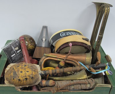 Lot 1008 - German Metronome, tambourines, trumpets, flute...