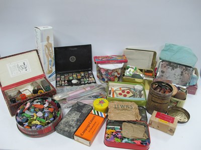 Lot 1171 - Silks Cottons, paints, brushes, scissors,...