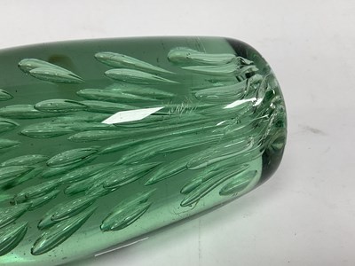 Lot 1002 - A Green Glass Dump, with tear shaped...