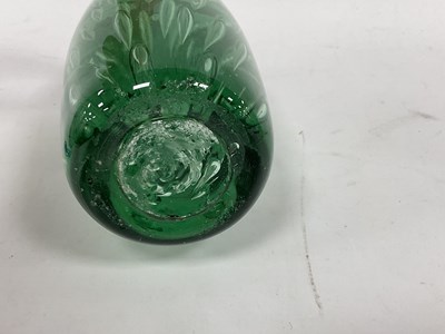 Lot 1002 - A Green Glass Dump, with tear shaped...