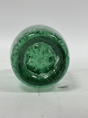Lot 1002 - A Green Glass Dump, with tear shaped...