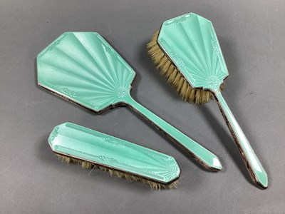 Lot 71 - A Hallmarked Silver Enamel Backed Three Piece...