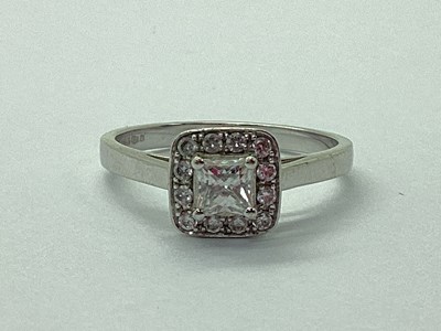 Lot 85 - A 9ct White Gold Square Cluster Ring, with...