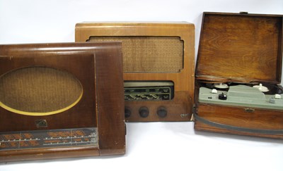 Lot 1230 - Two Vintage Wooden-cased Radios (His Master’s...