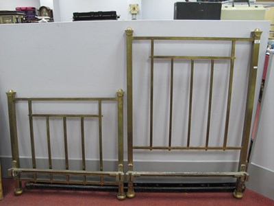Lot 1592 - Early XX Century Brass Single Bed, with rail...