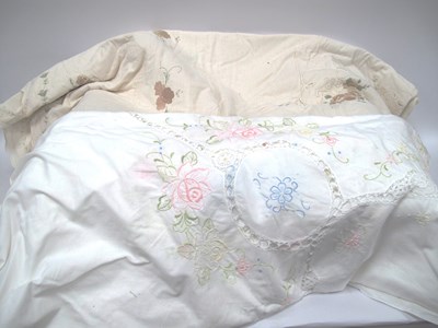 Lot 1255 - XX Century Embroided Bedspread, with floral...