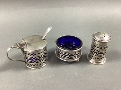 Lot 66 - A Matched Hallmarked Silver Three Piece Cruet...