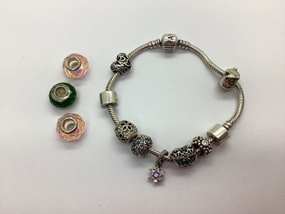 Lot 210 - Pandora; A Snake Link Bracelet, signed to...