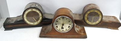 Lot 1135 - Three Vintage Wooden-cased Mantel Clocks:...
