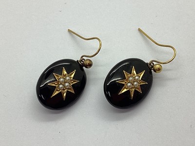 Lot 183 - A Pair of Victorian Seed Pearl Set Drop...