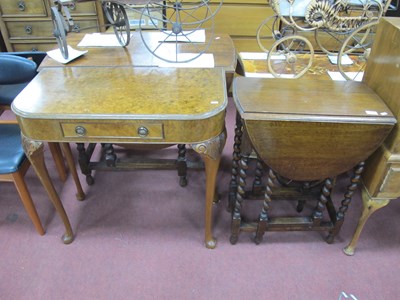Lot 1620 - 1930s Oak Drop Leaf Table, on barley twist and...