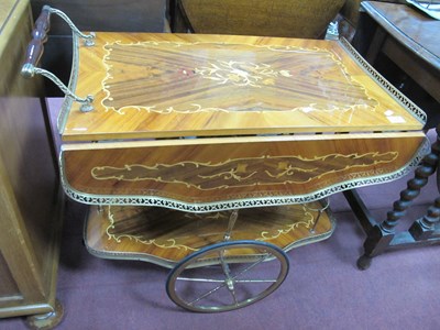 Lot 1615 - Mid Century Italian Marquetry Drinks Trolley,...