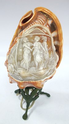 Lot 1524 - A Conch Shell, with carved decoration of the...