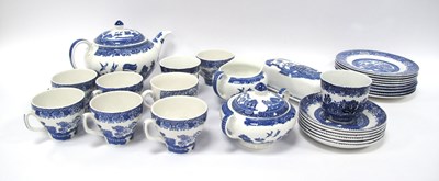 Lot 1262 - Churchill Blue-White Willow Pattern Tea...