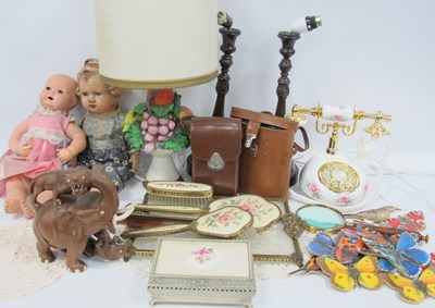 Lot 1042 - Vintage Dolls, binoculars, telephone, ladies...