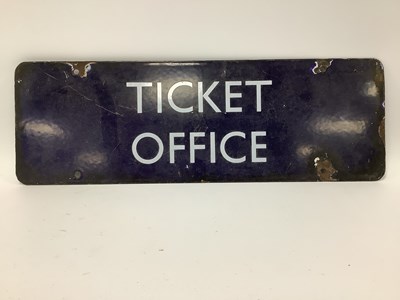 Lot 309 - Railwayana - A Blue Enamel Sign 'Ticket Office'...