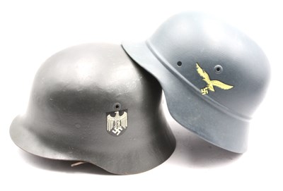 Lot 475 - WWII German Third Reich Repainted M35 Beaded...