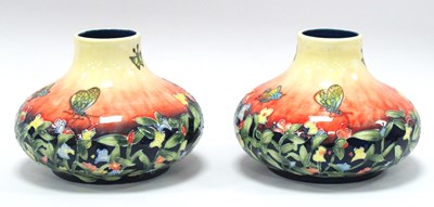 Lot 1323 - Old Tupton, pair of butterfly design pottery...