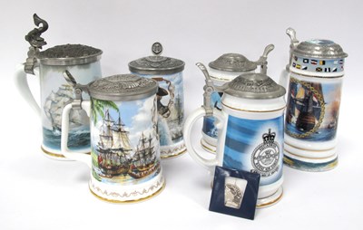 Lot 1290 - Military Themed Ceramic Tankards - Davenport...
