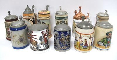 Lot 1277 - Lidded Steins - Handarbeit German Zoller,...