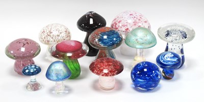Lot 1313 - Glass Paperweights usually Mushroom Shaped,...