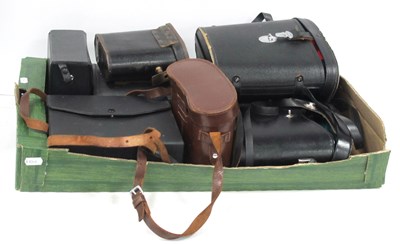 Lot 1185 - Binoculars, all cased, including WWI German...