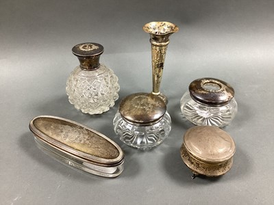 Lot 75 - Four Hallmarked Silver Topped Dressing Table...