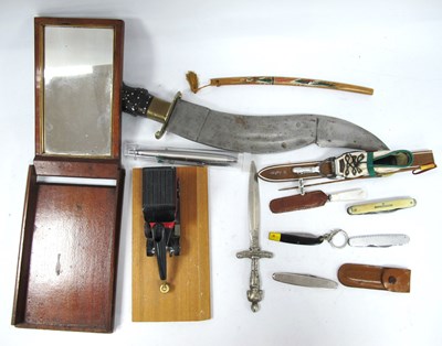 Lot 1502 - Indian Kukri Style Knife, with worked blade...