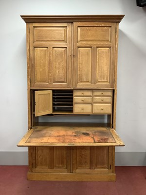 Lot 1598 - XX Century Light Oak Desk Unit, with stepped...