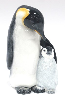 Lot 1342 - Royal Copenhagen Penguin & Chick Figure Group,...
