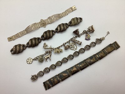 Lot 227 - A Curb Link Bracelet, suspending hallmarked...